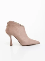 Marida bézs női bokacsizma textil anyagból