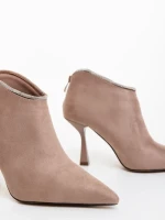 Marida bézs női bokacsizma textil anyagból