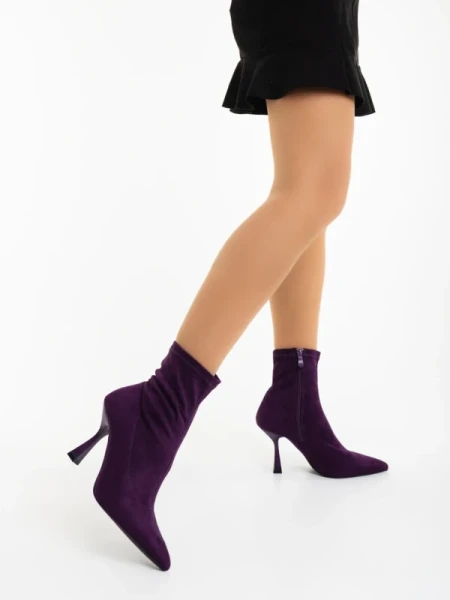 Adisia lila női bokacsizma textil anyagból