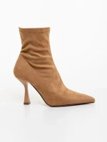 Adisia bézs női bokacsizma textil anyagból