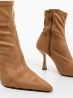 Adisia bézs női bokacsizma textil anyagból