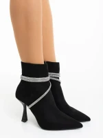 Lunima fekete női bokacsizma textil anyagból