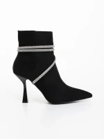 Lunima fekete női bokacsizma textil anyagból