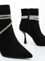 Lunima fekete női bokacsizma textil anyagból