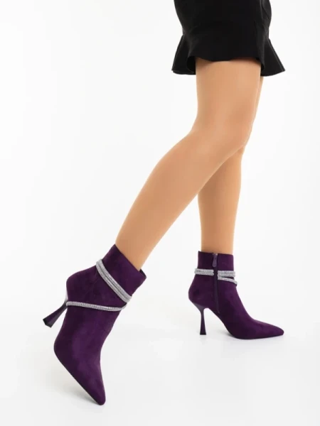 Lunima lila női bokacsizma textil anyagból