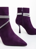 Lunima lila női bokacsizma textil anyagból