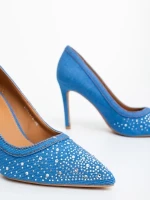 Cavila világos kék női magassarkú cipő textil anyagból