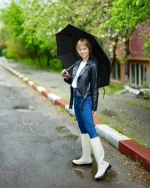 Damira bézs női csizma, gumiból készült