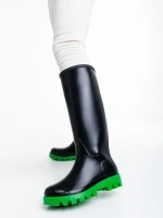 Filippa fekete és zöld női csizma, gumiból készült