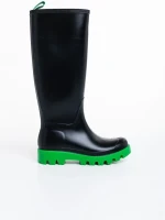 Filippa fekete és zöld női csizma, gumiból készült