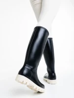 Filippa fekete és bézs női csizma, gumiból készült