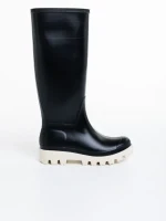 Filippa fekete és bézs női csizma, gumiból készült