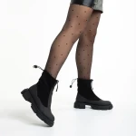 Ramata fekete női csizma, műbőrből és textil anyagból készült