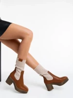 Fizza tevebarna, női bakancs, ökológiai bőrből és textil anyagból