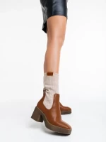 Fizza tevebarna, női bakancs, ökológiai bőrből és textil anyagból