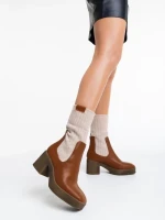 Fizza tevebarna, női bakancs, ökológiai bőrből és textil anyagból