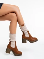 Fizza tevebarna, női bakancs, ökológiai bőrből és textil anyagból