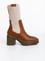 Fizza tevebarna, női bakancs, ökológiai bőrből és textil anyagból