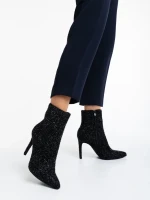 Noelani fekete, női bokacsizma, textil anyagból