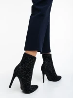 Noelani fekete, női bokacsizma, textil anyagból