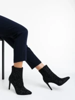 Noelani fekete, női bokacsizma, textil anyagból