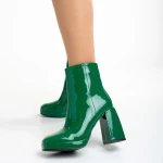 Rosalita zöld női bokacsizma, lakkozott műbőrből készült