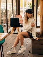 Tarsia bézs női bakancs ökológiai bőrből