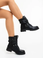 Salome fekete női bakancs ökológiai bőrből és szintetikus anyagból