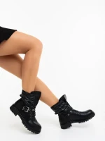 Salome fekete női bakancs ökológiai bőrből és szintetikus anyagból