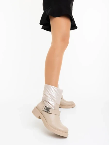 Arcadia bézs női bakancs ökológiai bőrből és szintetikus anyagból