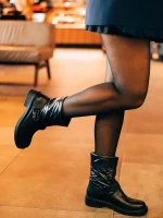 Arcadia fekete női bakancs ökológiai bőrből és szintetikus anyagból