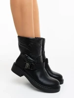 Arcadia fekete női bakancs ökológiai bőrből és szintetikus anyagból