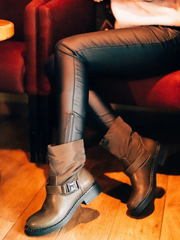 Arcadia zöld női bakancs ökológiai bőrből és szintetikus anyagból