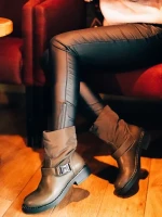 Arcadia zöld női bakancs ökológiai bőrből és szintetikus anyagból