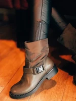 Arcadia zöld női bakancs ökológiai bőrből és szintetikus anyagból