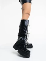 Shirin fekete, női csizma, ökológiai bőrből