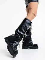 Shirin fekete, női csizma, ökológiai bőrből