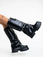 Shirin fekete, női csizma, ökológiai bőrből