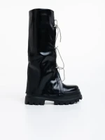 Shirin fekete, női csizma, ökológiai bőrből