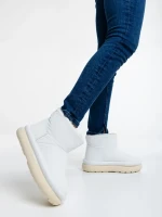 Leola fehér, női csizma, ökológiai bőrből és textil anyagból