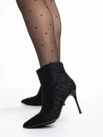 Pearlee fekete női bokacsizma, textil anyagból készült