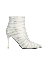 Carrie fehér női bokacsizma, textil anyagból készült