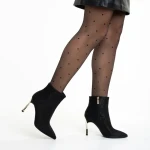 Estela fekete női bokacsizma, textil anyagból készült