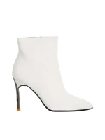 Estela fehér női bokacsizma, textil anyagból készült