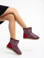 Lajerrica gránátszínű, női csizma, textil anyagból