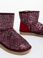 Lajerrica gránátszínű, női csizma, textil anyagból