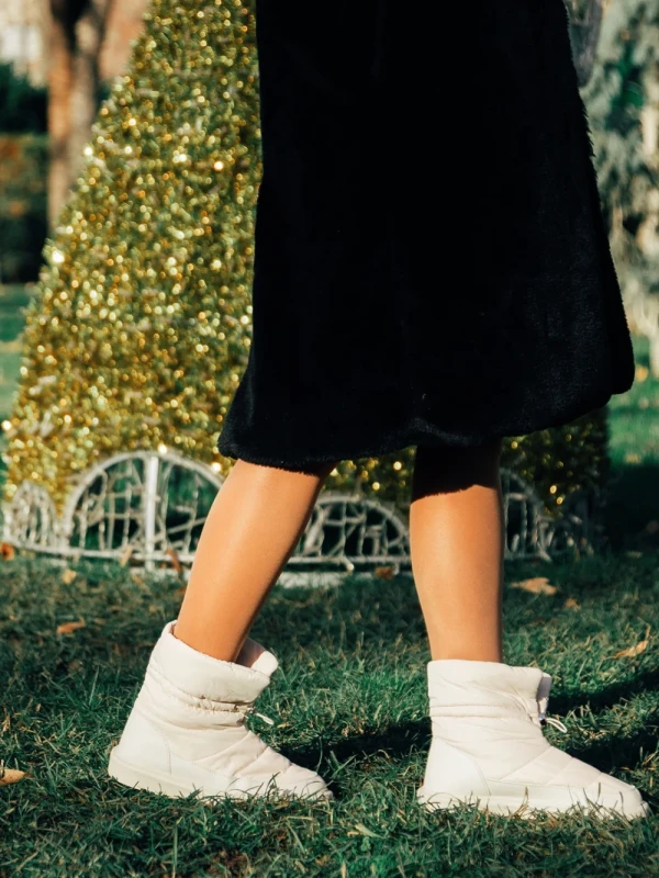 Bahar bézs, női csizma, ökológiai bőrből és textil anyagból