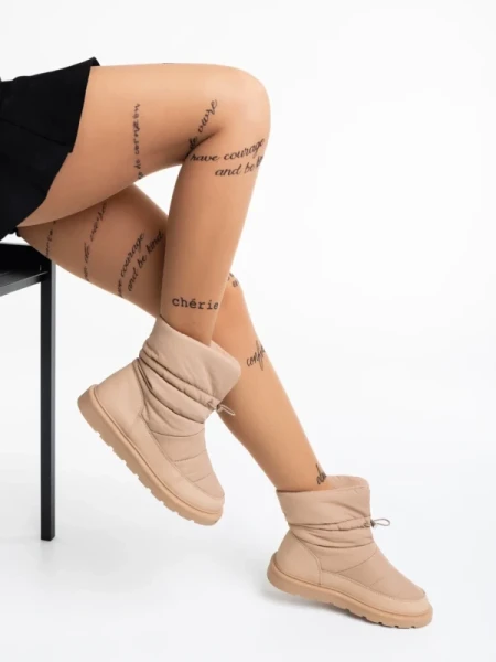 Bahar khaki, női csizma, ökológiai bőrből és textil anyagból