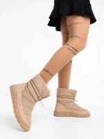 Bahar khaki, női csizma, ökológiai bőrből és textil anyagból