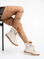 Zurine világos bézs, női csizma, textil anyagból